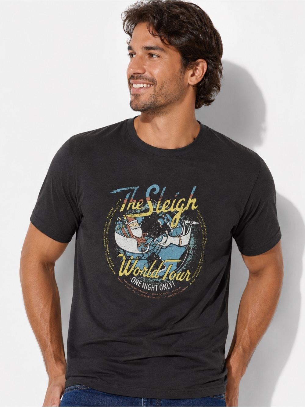 Goodfellow & Co Black 'The Sleigh World Tour' Graphic Tee
